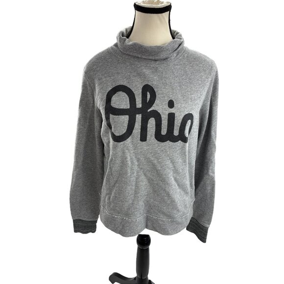 Homage Womens Size S Ohio Graphic Sweatshirt Gray Cowl Neck Pullover - Picture 1 of 7
